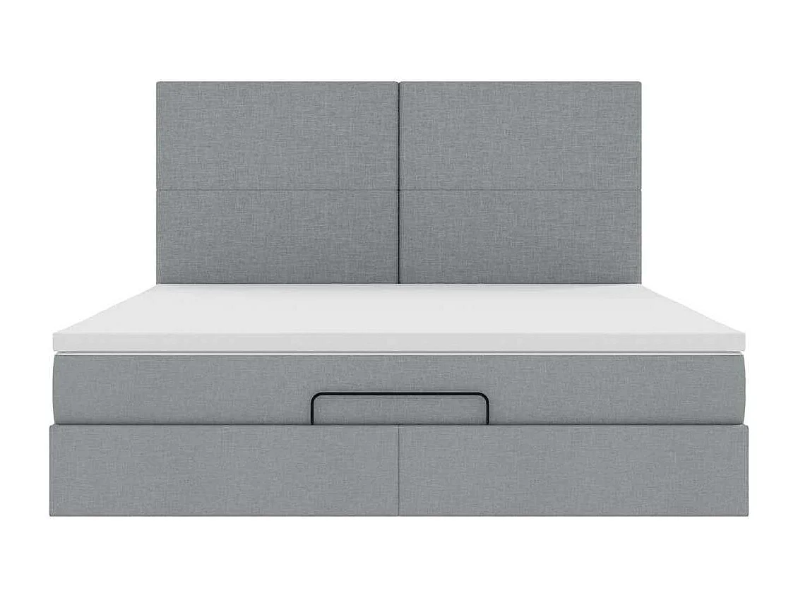 Estructura de cama otomana colchón tela gris claro 160x200cm
