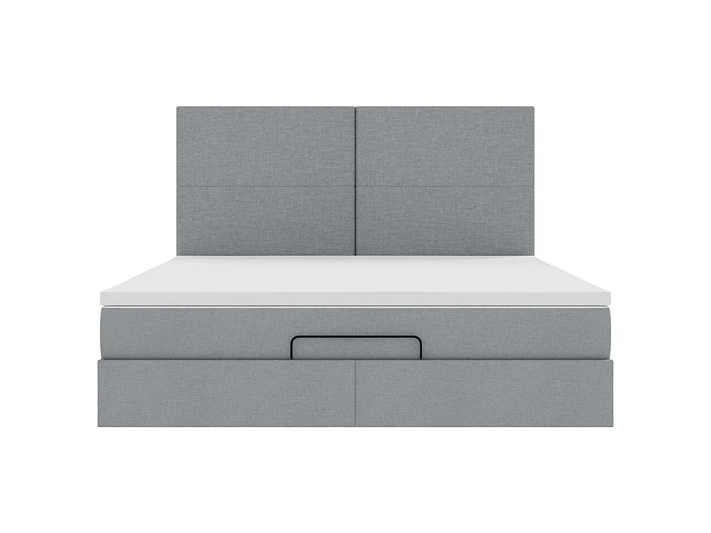 Ottoman-Bett mit Matratze Hellgrau 160x200 cm Stoff
