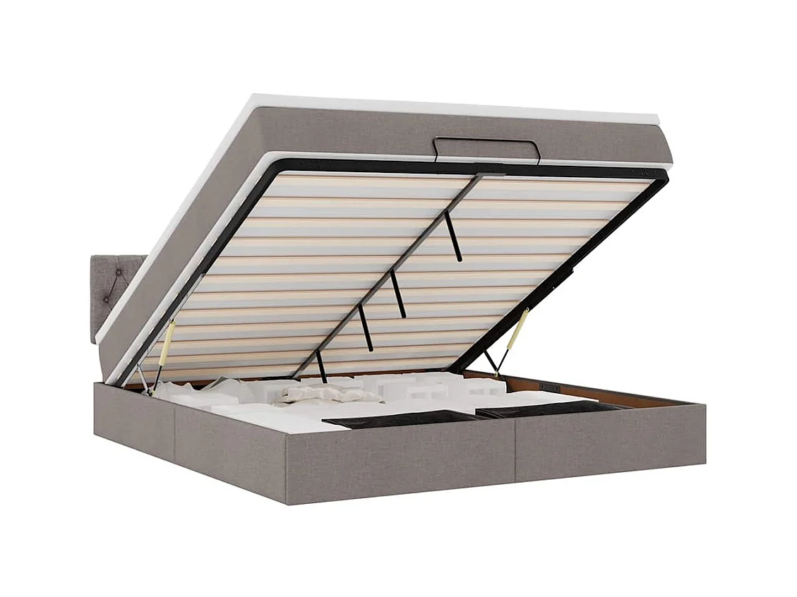 Ottoman-Bett mit Matratze & LEDs Taupe 160x200 cm Stoff
