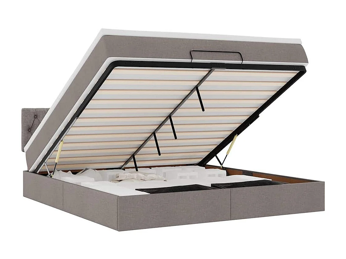 Ottoman bed met matras en LED's 160x200cm stof taupe
