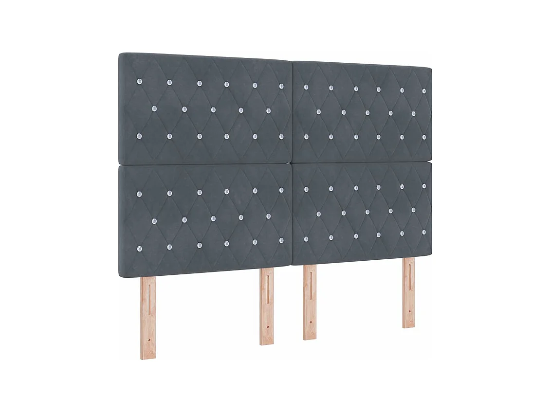 Lit à ressorts avec matelas Gris foncé 140 x 200 cm Velours