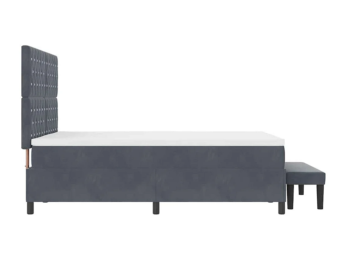 Lit à ressorts avec matelas Gris foncé 140 x 200 cm Velours