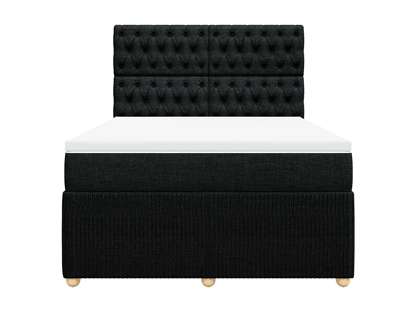 Sommier à lattes de lit avec matelas Noir 140x190 cm Tissu