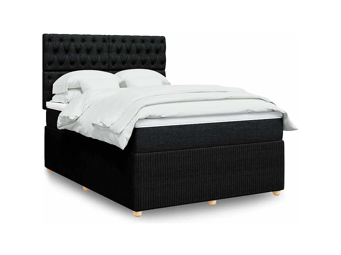 Giroletto a Molle con Materasso Nero 140x190 cm in Tessuto