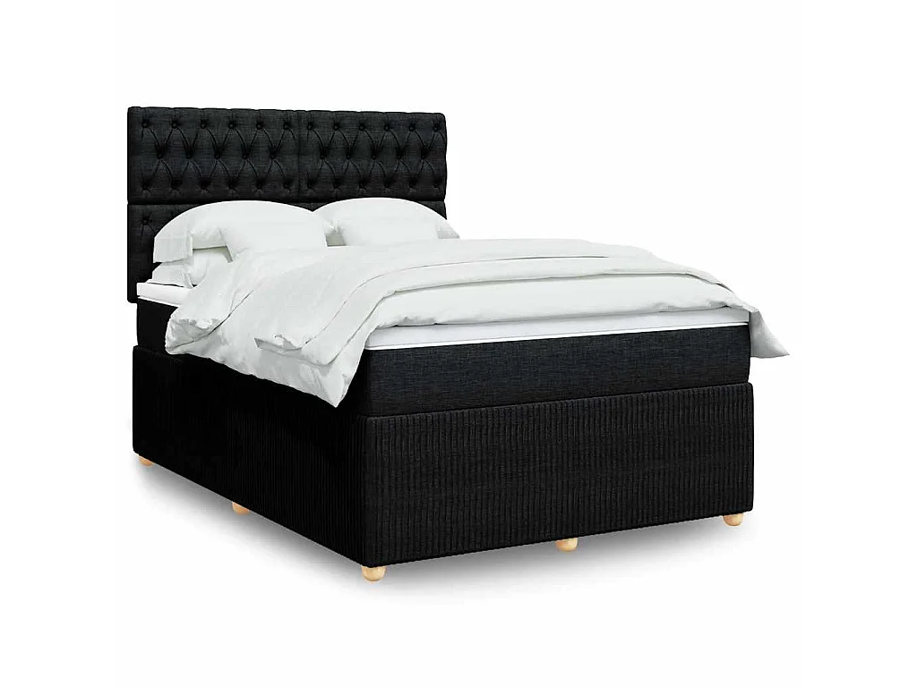 Cama com molas/colchão 140x190 cm tecido preto