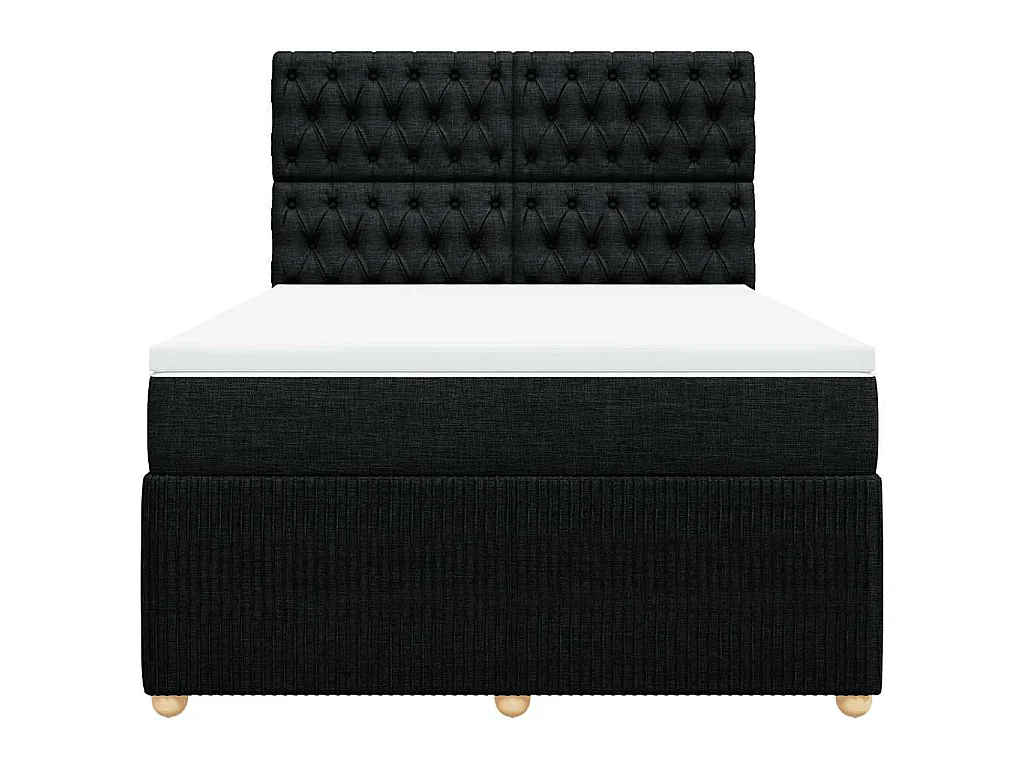 Cama com molas/colchão 140x190 cm tecido preto
