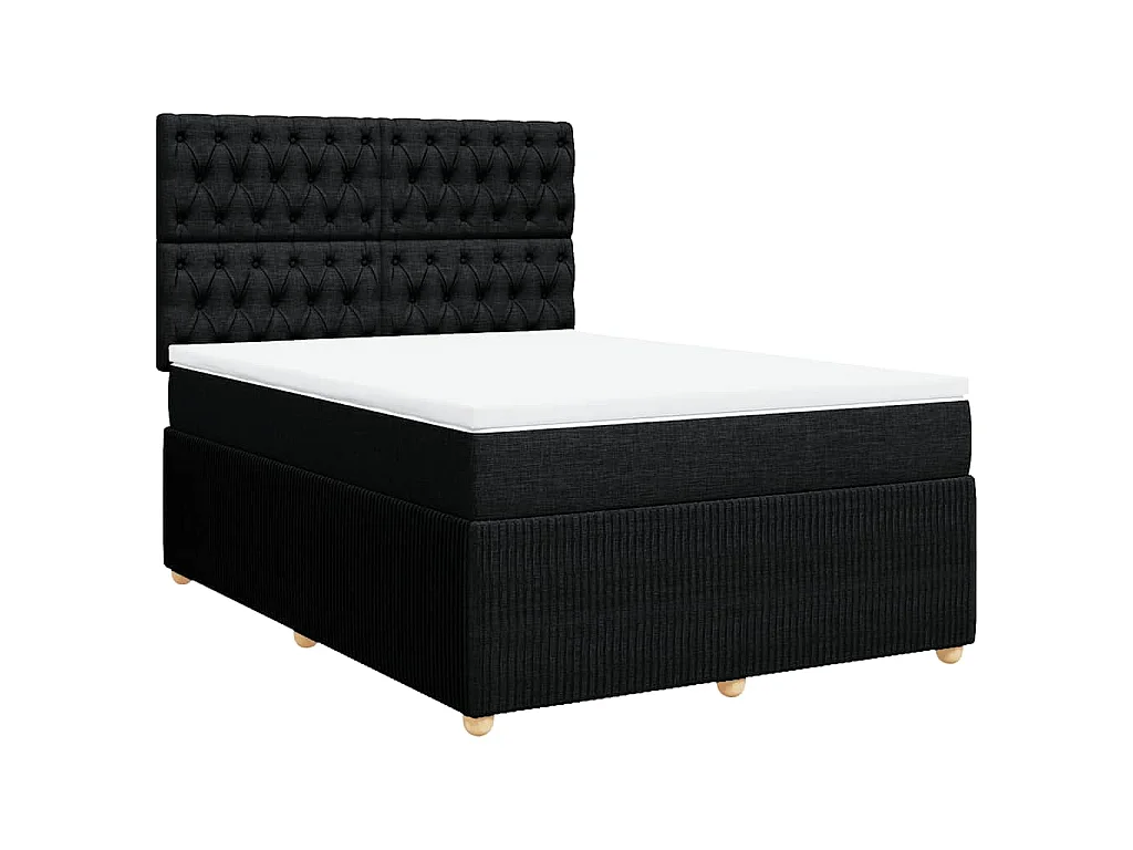 Giroletto a Molle con Materasso Nero 140x190 cm in Tessuto