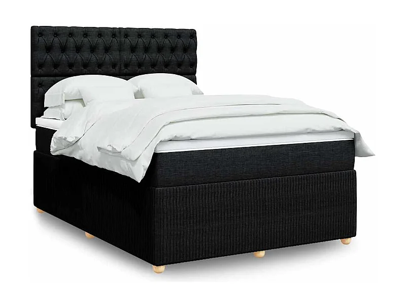 Boxspringbett mit Matratze Schwarz 140x190 cm Stoff