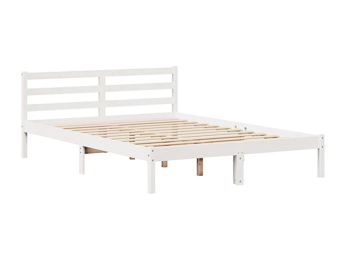 Cadre de lit sans matelas blanc 140x190 cm bois de pin massif