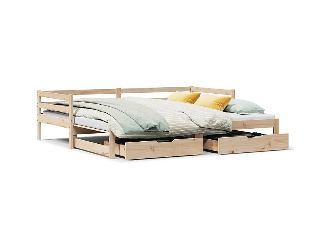 Lit de jour avec tiroirs sans matelas 90x200 cm bois massif