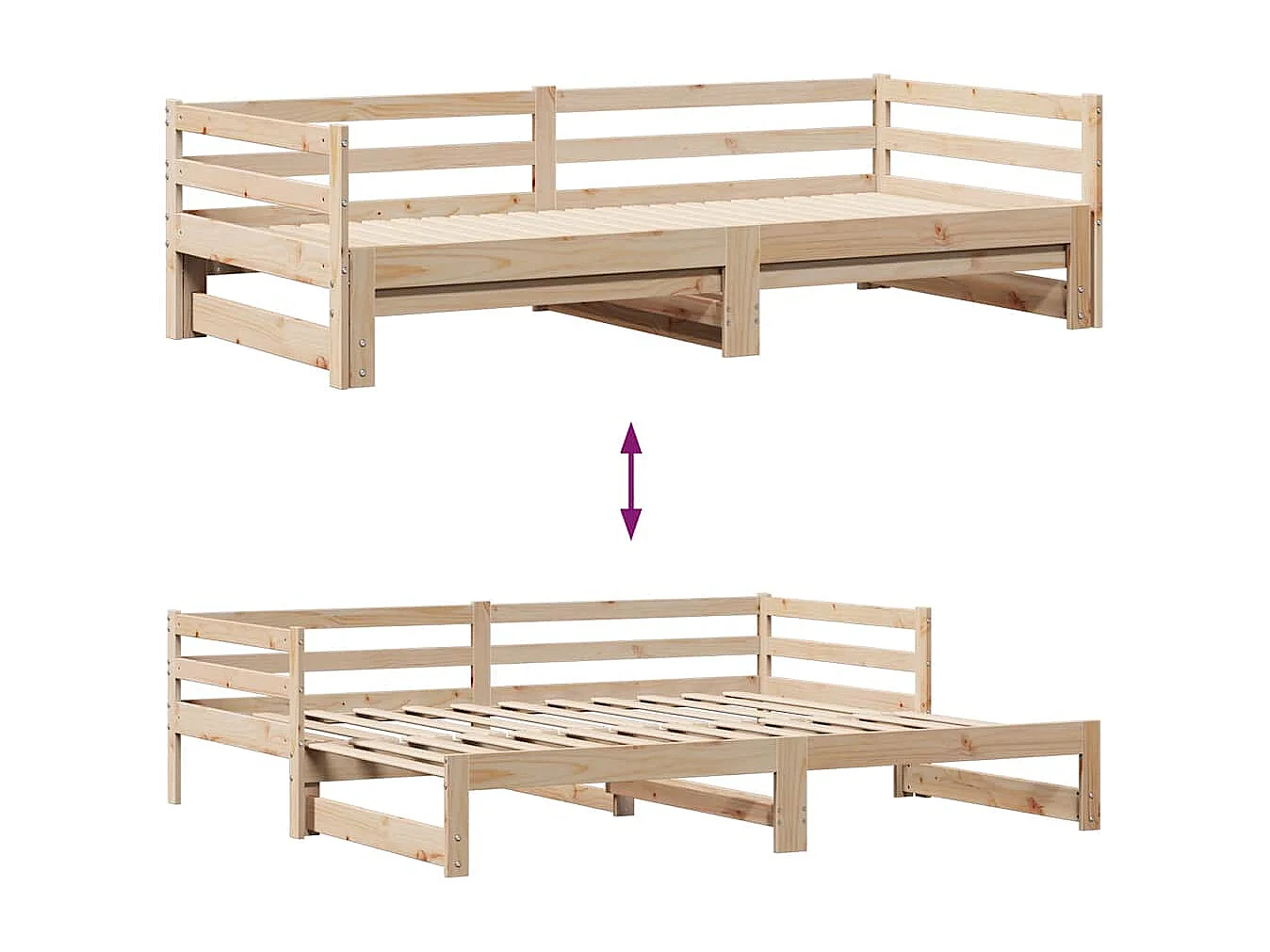 Lit de jour avec tiroirs sans matelas 90x200 cm bois massif