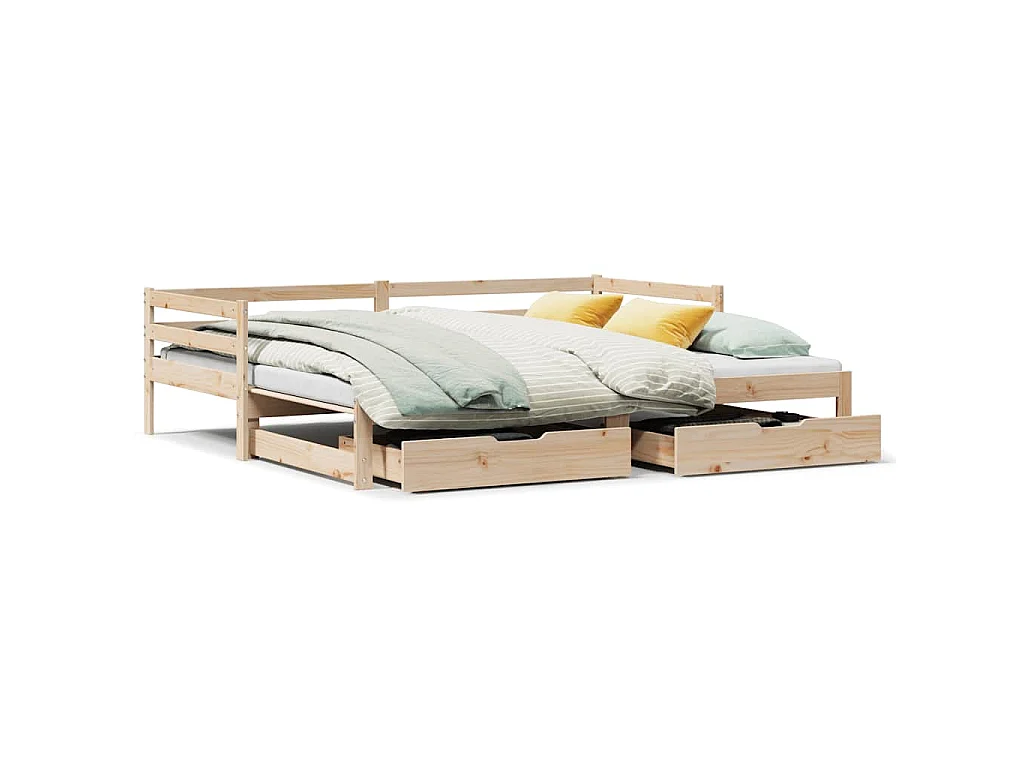 Lit de jour avec tiroirs sans matelas 90x200 cm bois massif
