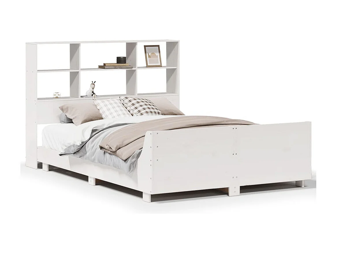 Bedframe zonder matras massief grenenhout wit 140x200 cm