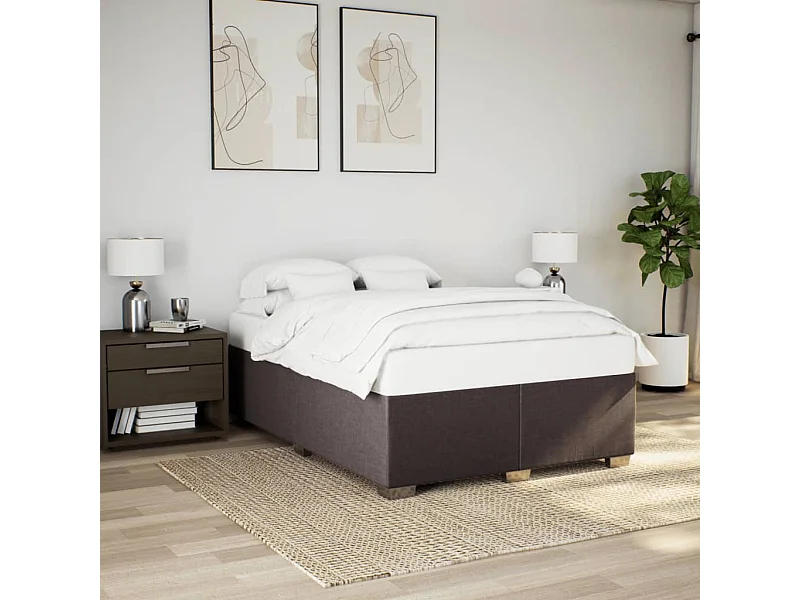 Cadre de lit sans matelas marron foncé 140x200 cm tissu