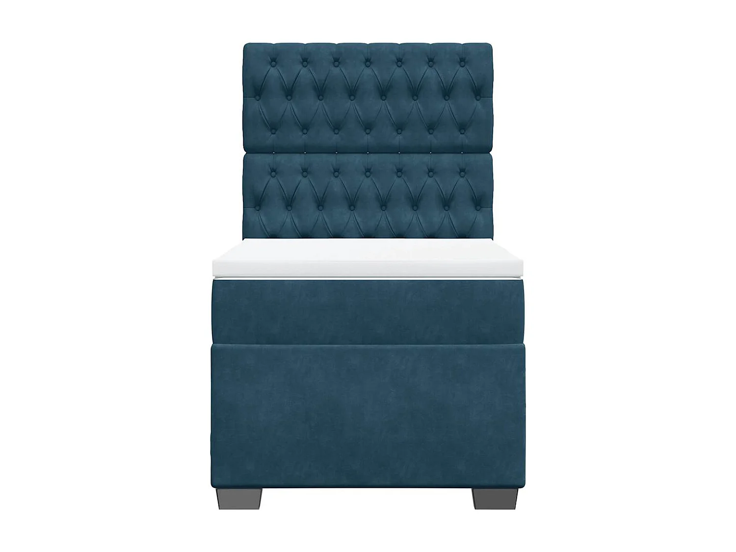Cama box spring con colchón terciopelo azul 90x200 cm