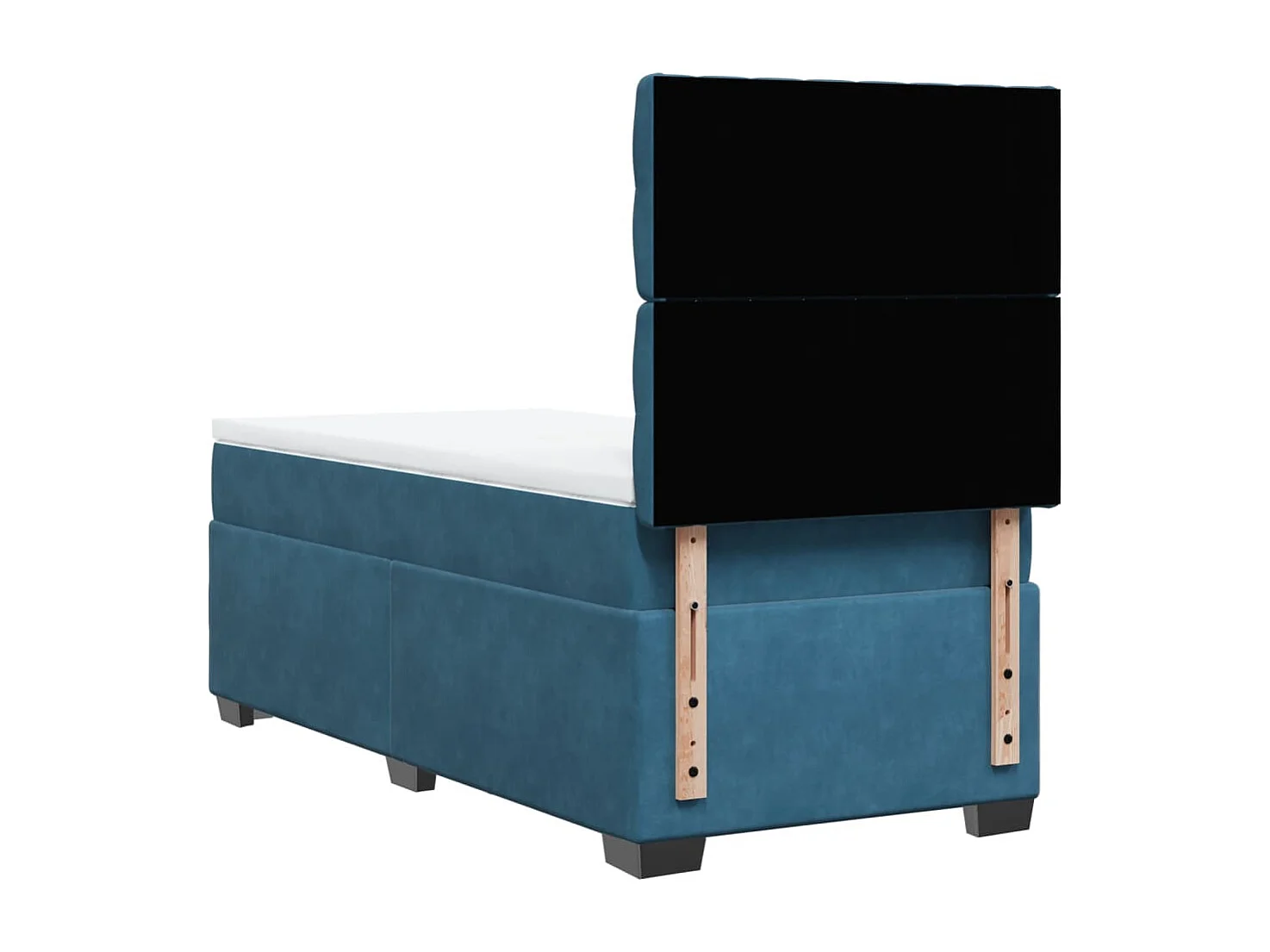 Cama box spring con colchón terciopelo azul 90x200 cm