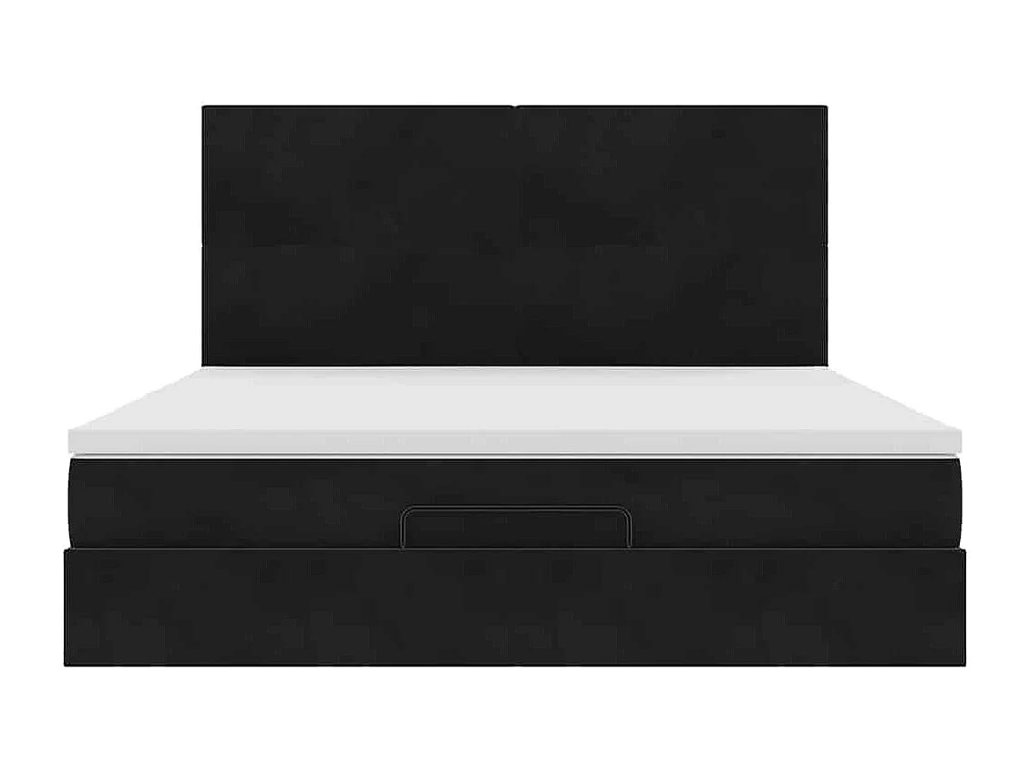 Cadre de lit ottoman avec matelas noir 160x200 cm velours