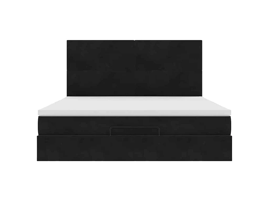 Ottoman bed met matrassen 160x200cm fluweel zwart