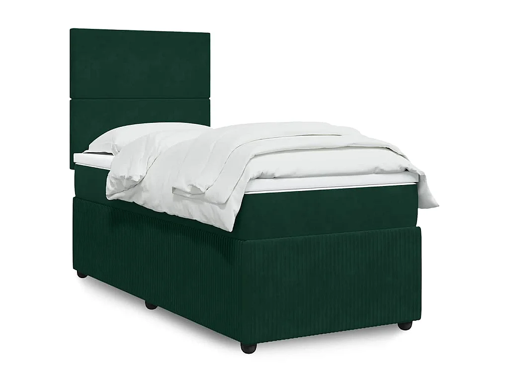 Giroletto a Molle con Materasso Verde Scuro 90x200 cm Velluto