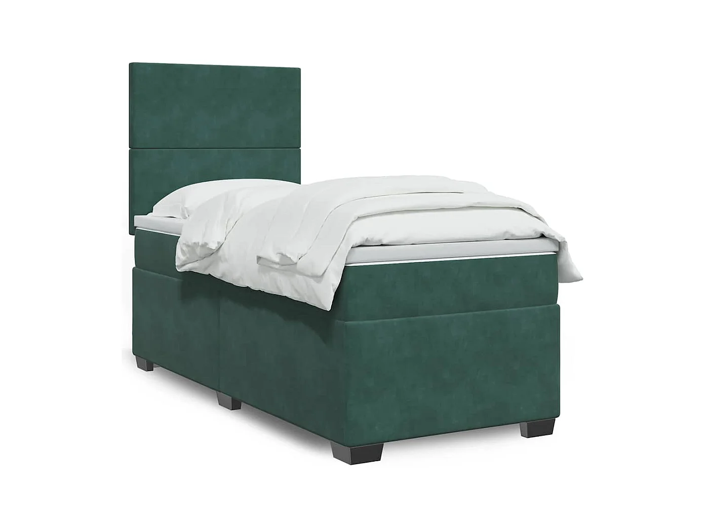 Boxspringbett mit Matratze Dunkelgrün 90x190 cm Samt