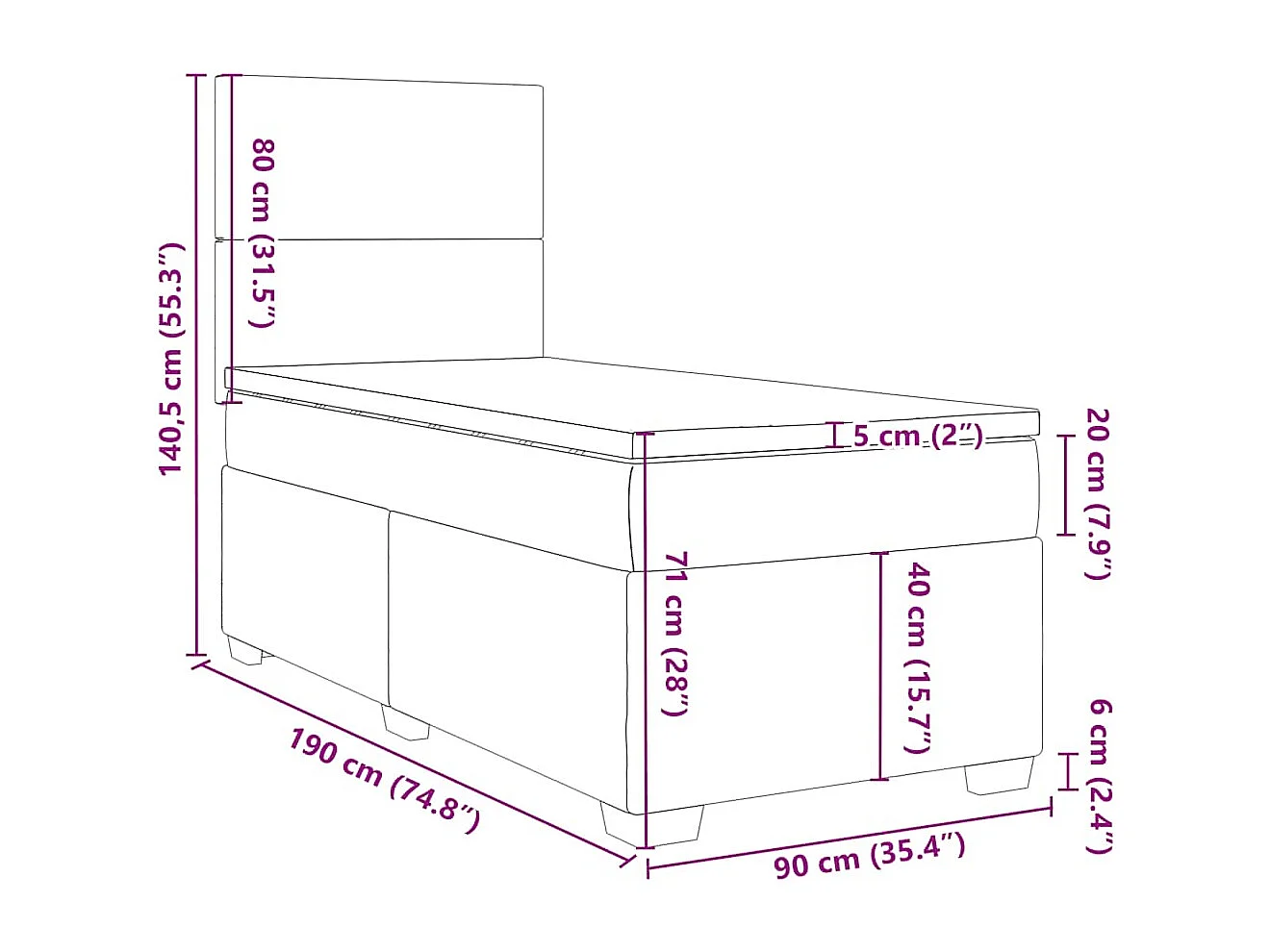 Boxspringbett mit Matratze Dunkelgrün 90x190 cm Samt