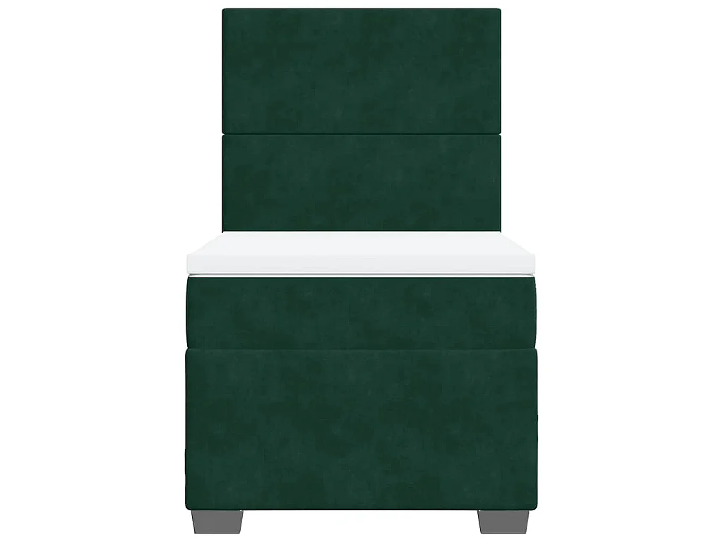 Cama box spring con colchón terciopelo verde oscuro 90x190 cm