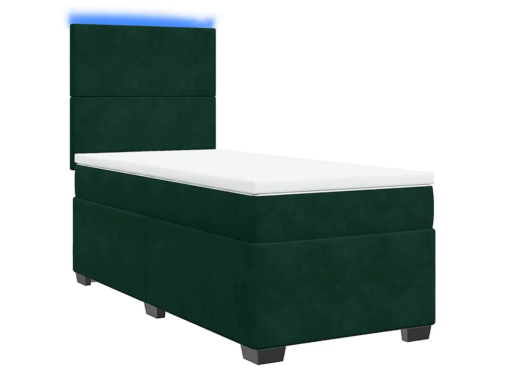 Sommier à lattes de lit avec matelas Vert foncé 90x190 cm