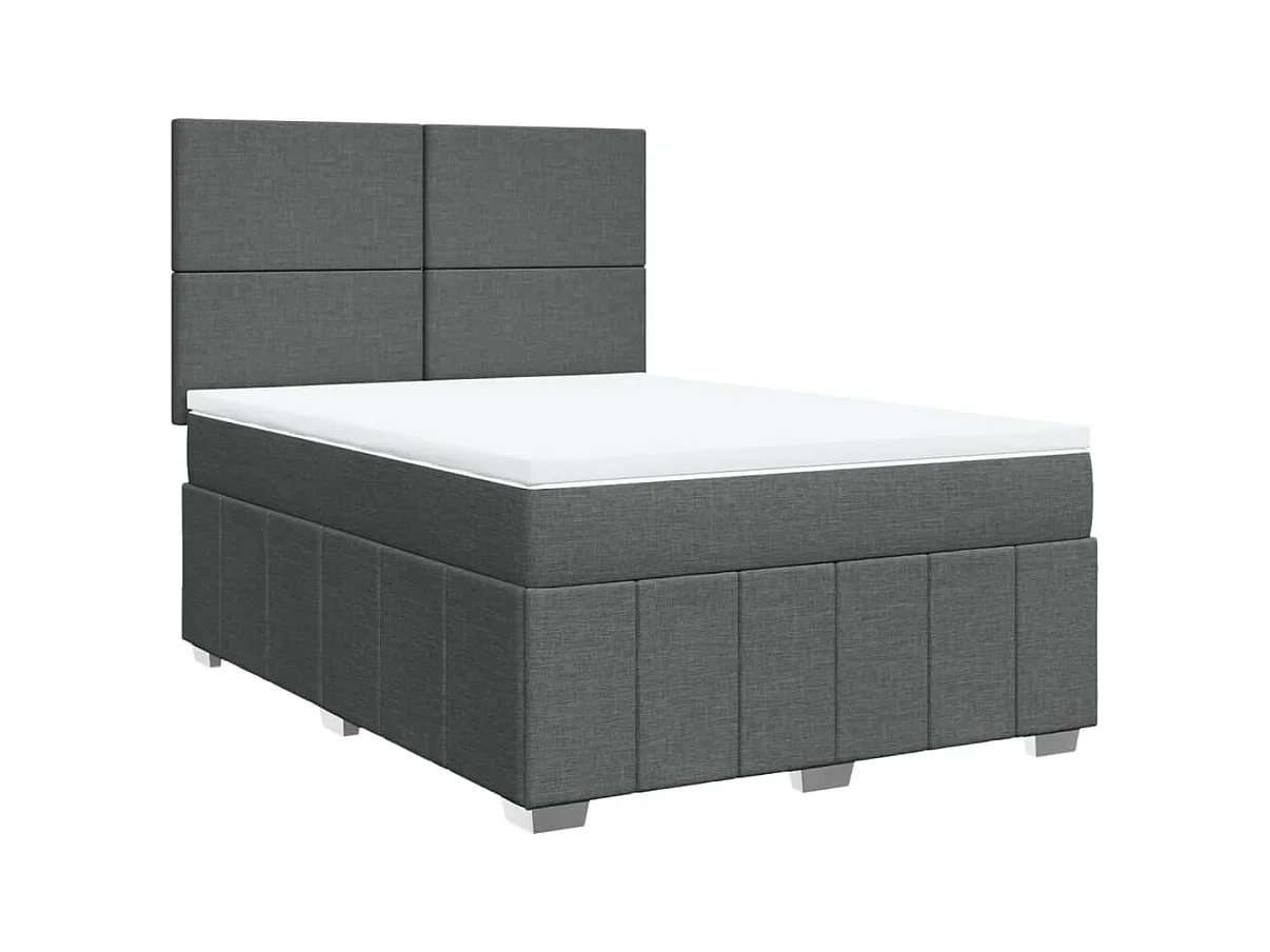 Boxspringbett mit Matratze Dunkelgrau 140x200 cm Stoff