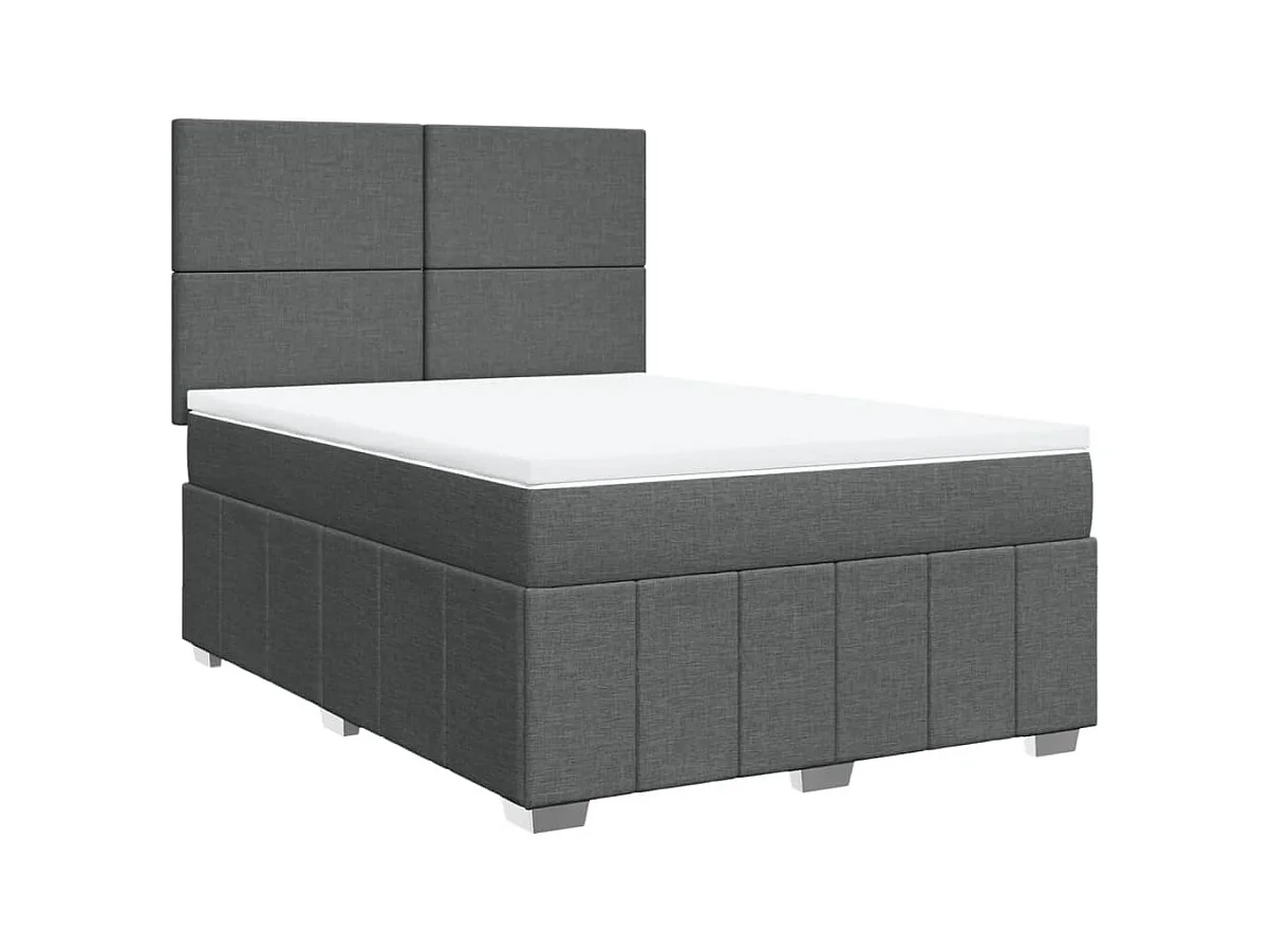 Boxspringbett mit Matratze Dunkelgrau 140x200 cm Stoff