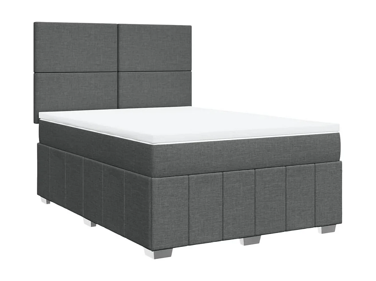 Boxspringbett mit Matratze Dunkelgrau 140x200 cm Stoff