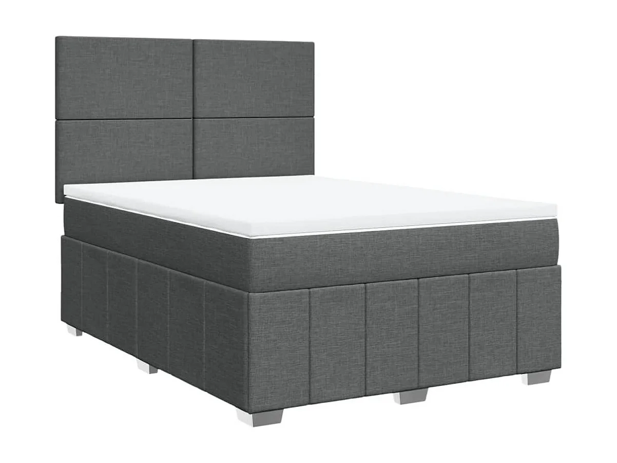 Boxspringbett mit Matratze Dunkelgrau 140x200 cm Stoff