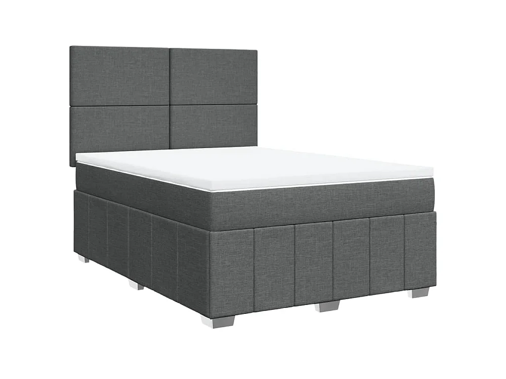 Boxspring met matras stof donkergrijs 140x200 cm