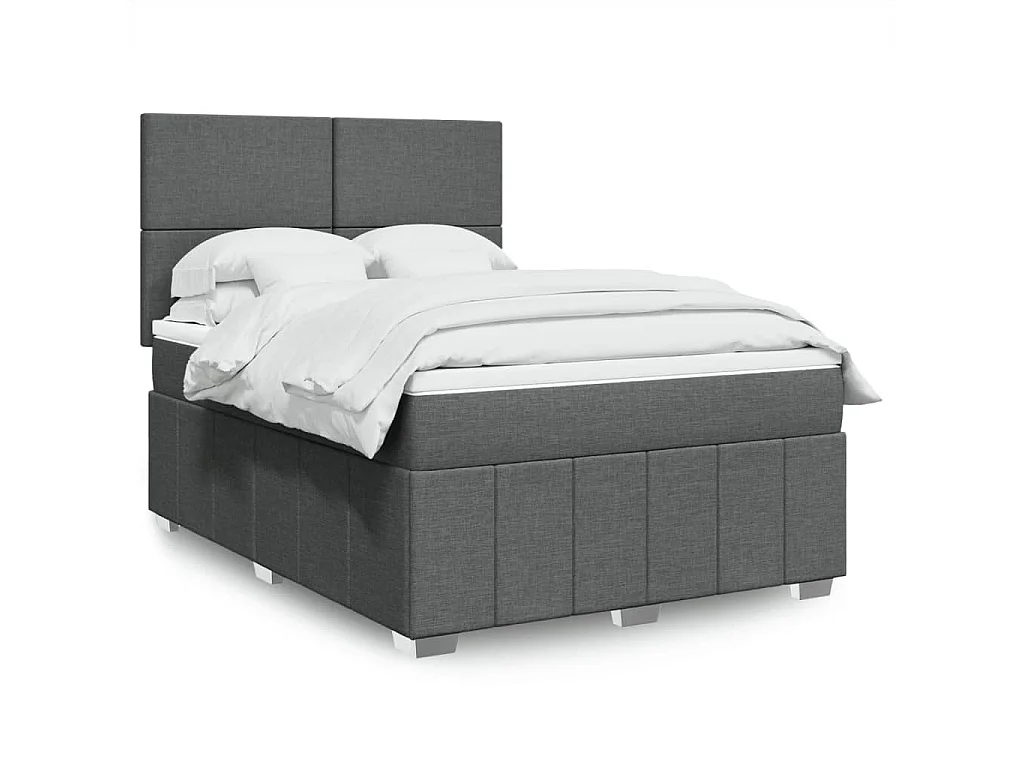 Boxspring met matras stof donkergrijs 140x200 cm