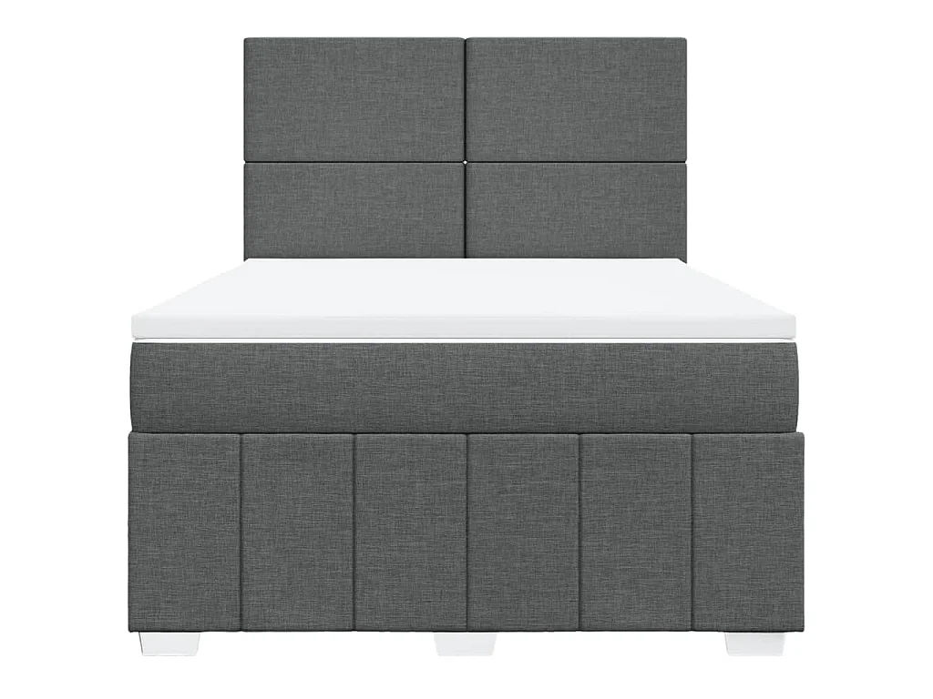 Boxspring met matras stof donkergrijs 140x200 cm