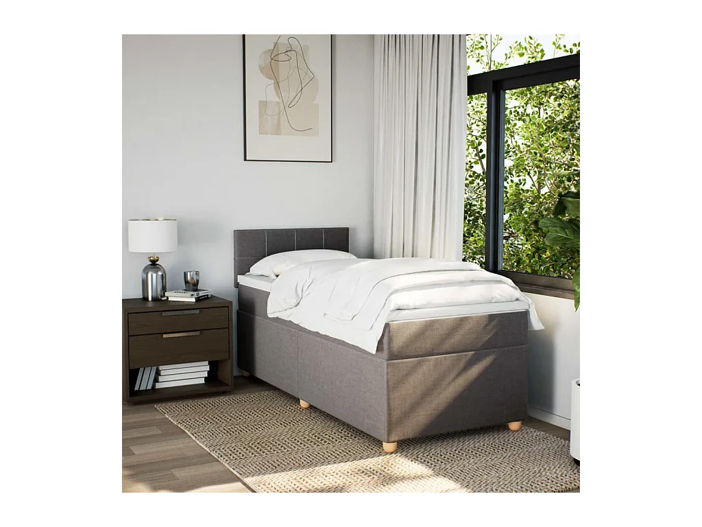 Sommier à lattes de lit avec matelas Taupe 100x200 cm Tissu