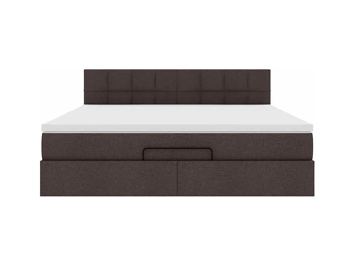 Cadre de lit ottoman avec matelas marron foncé 160x200 cm tissu