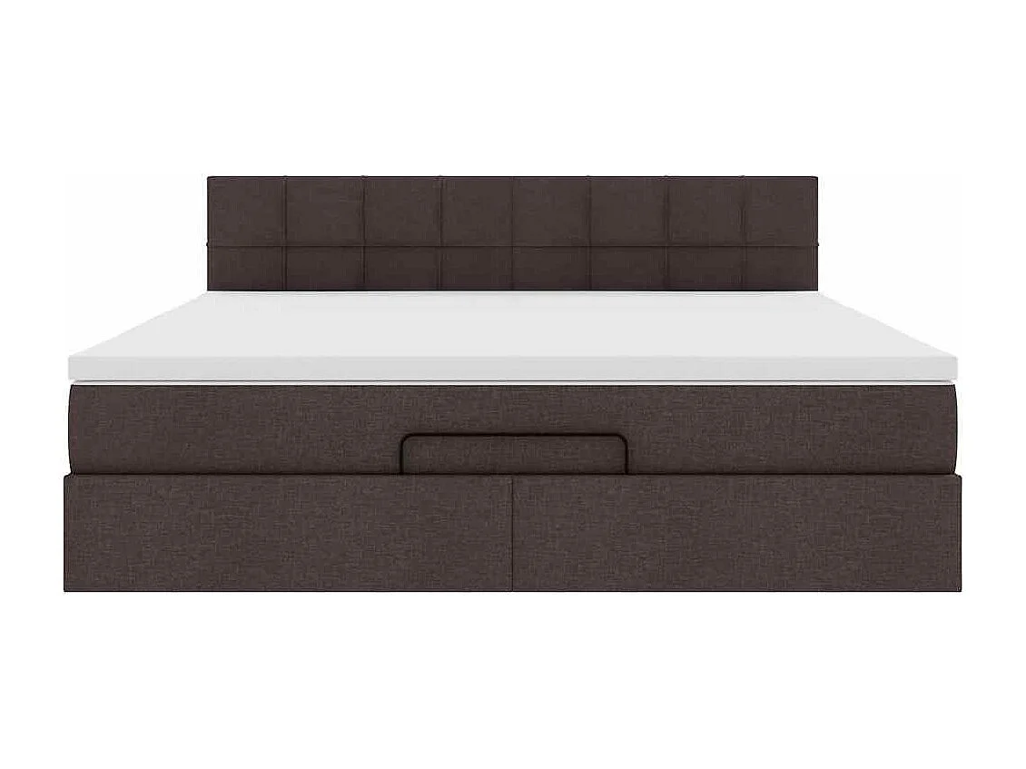 Estructura cama otomana colchón tela marrón oscuro 160x200 cm