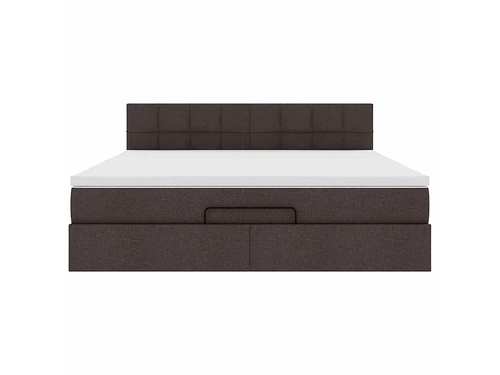Cadre de lit ottoman avec matelas marron foncé 160x200 cm tissu