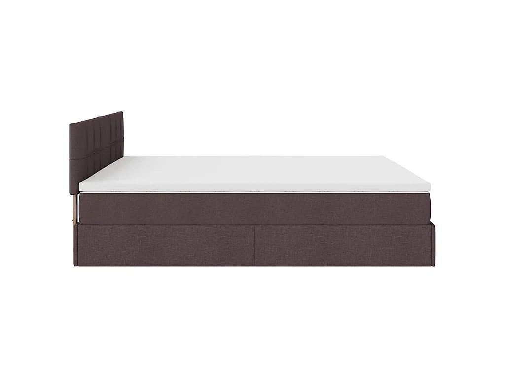 Cadre de lit ottoman avec matelas marron foncé 160x200 cm tissu