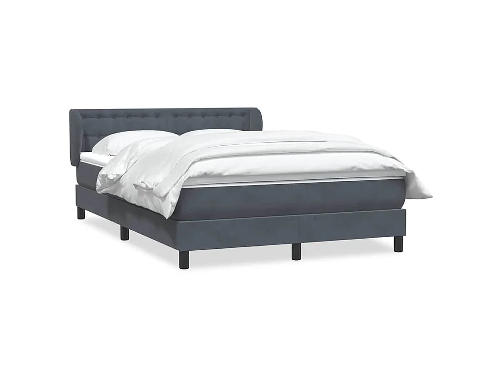 Sommier à lattes de lit et matelas gris foncé 160x210cm velours