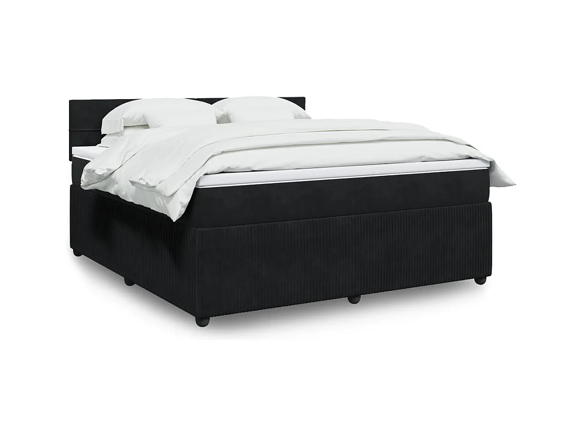 Boxspringbett mit Matratze Schwarz 180x200 cm Samt