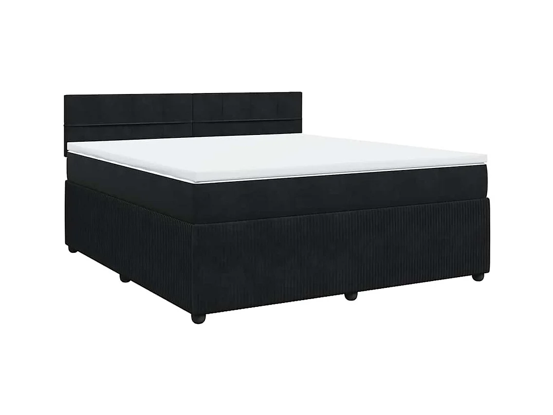 Boxspringbett mit Matratze Schwarz 180x200 cm Samt
