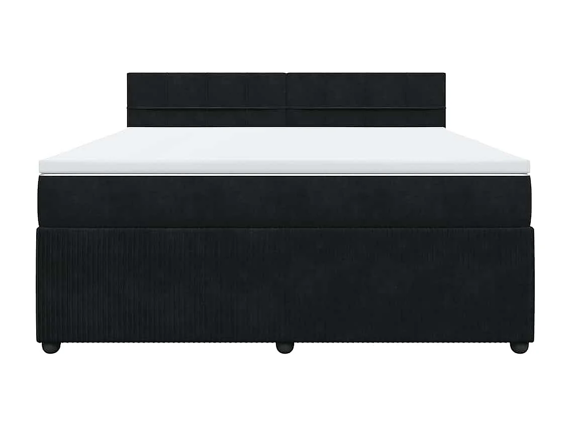 Giroletto a Molle con Materasso Nero 180x200 cm in Velluto