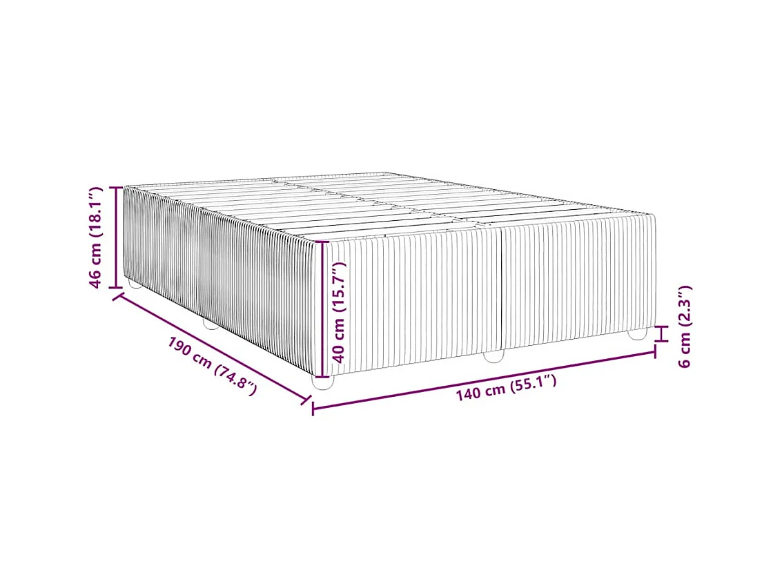 Cadre de lit sans matelas taupe 140x190 cm tissu