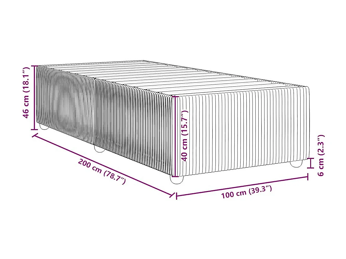 Estructura de cama sin colchón tela negro 100x200 cm