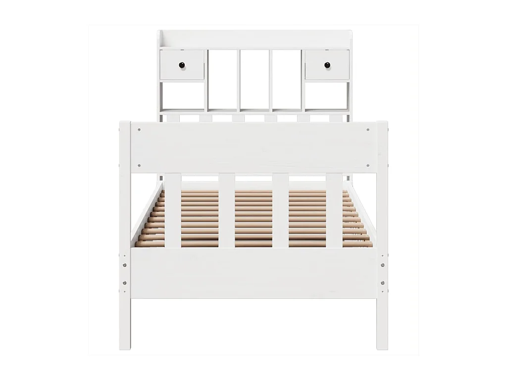 Letto senza Materasso Bianco 90x190 cm in Legno Massello Pino