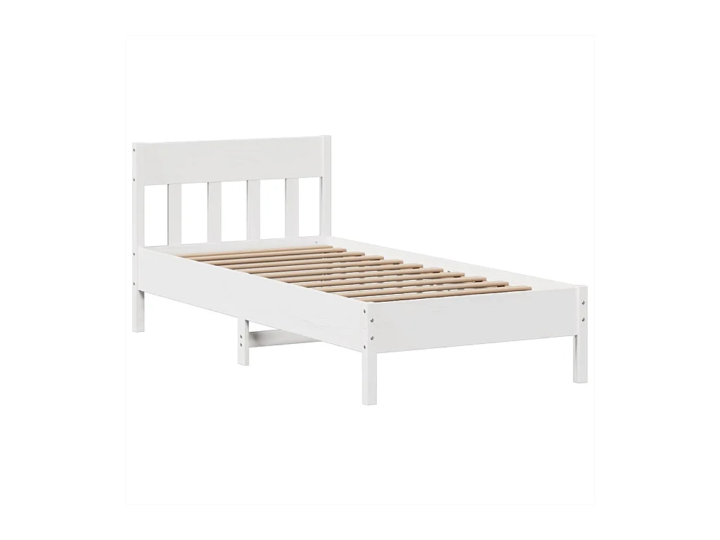 Letto senza Materasso Bianco 90x190 cm in Legno Massello Pino