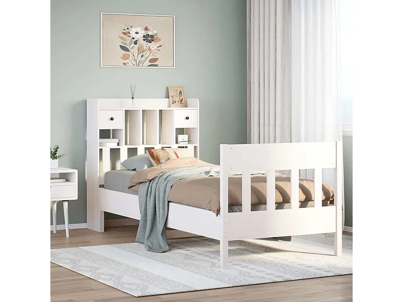 Cadre de lit sans matelas blanc 90x190 cm bois de pin massif