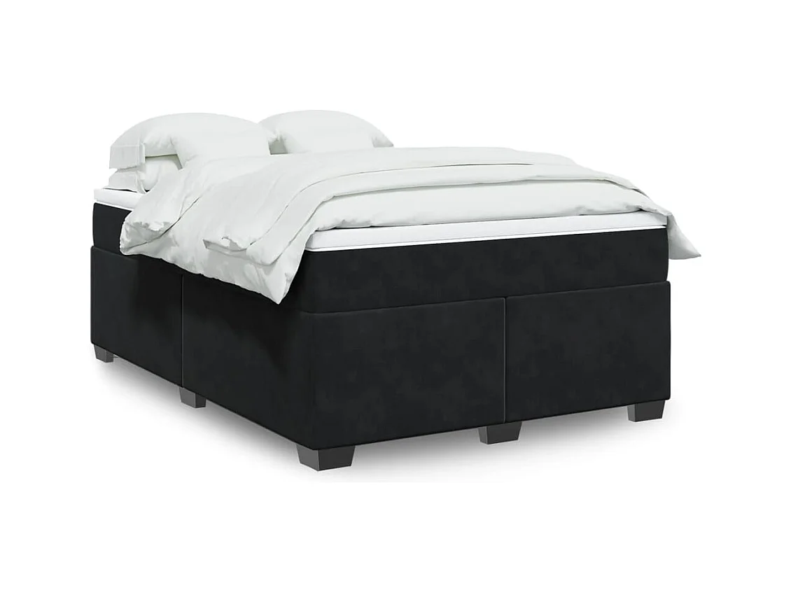 Sommier à lattes de lit et matelas Noir 160x200 cm Velours