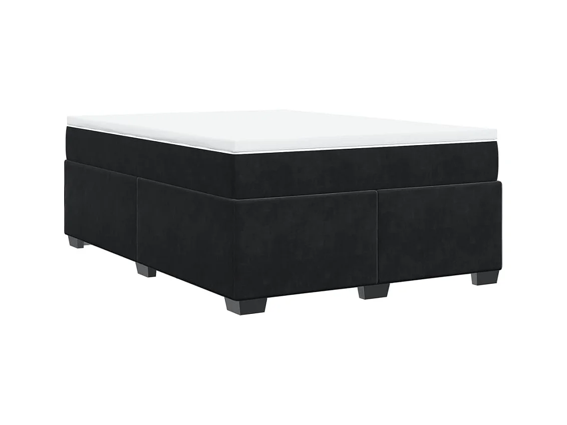 Sommier à lattes de lit et matelas Noir 160x200 cm Velours